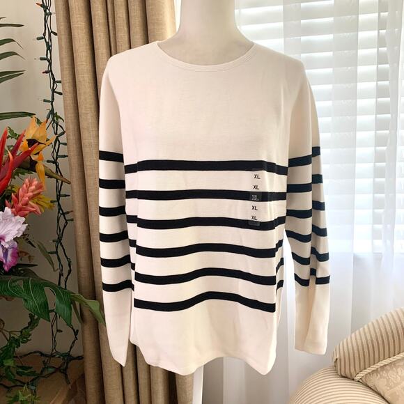 Uniqlo 3D Knit Cotton Sweater in Striped White - Picture 3 of 9